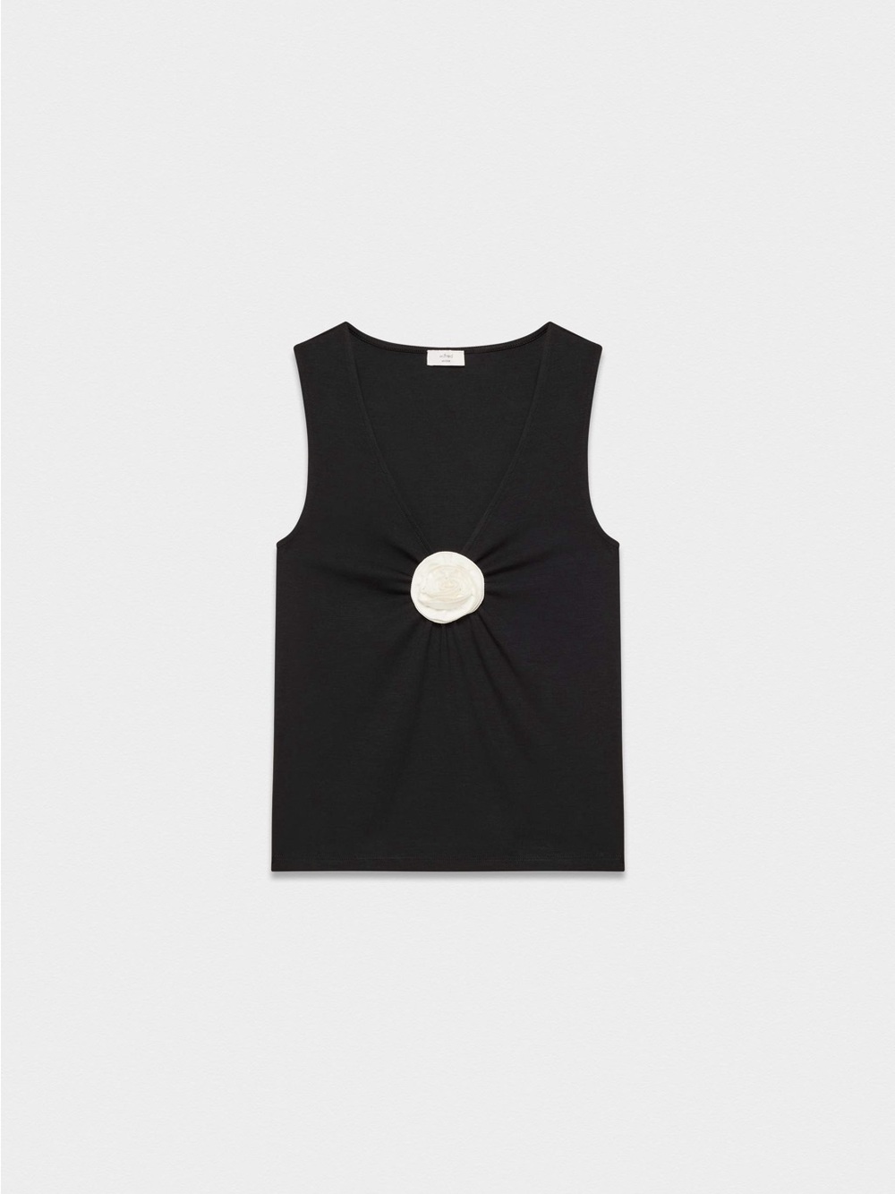 Artizia | Black V-Neck Tank with Rosette